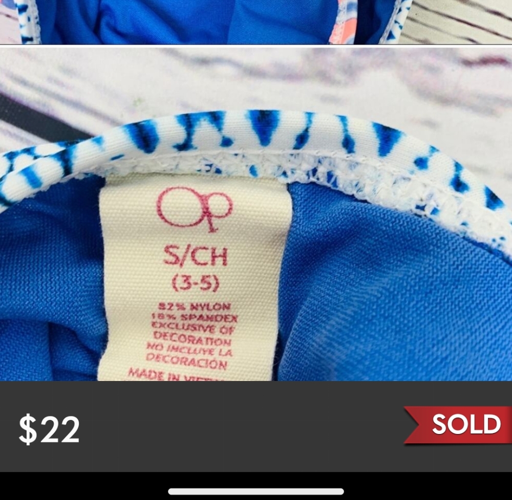 Op floral boho bikini bottoms blue white peach